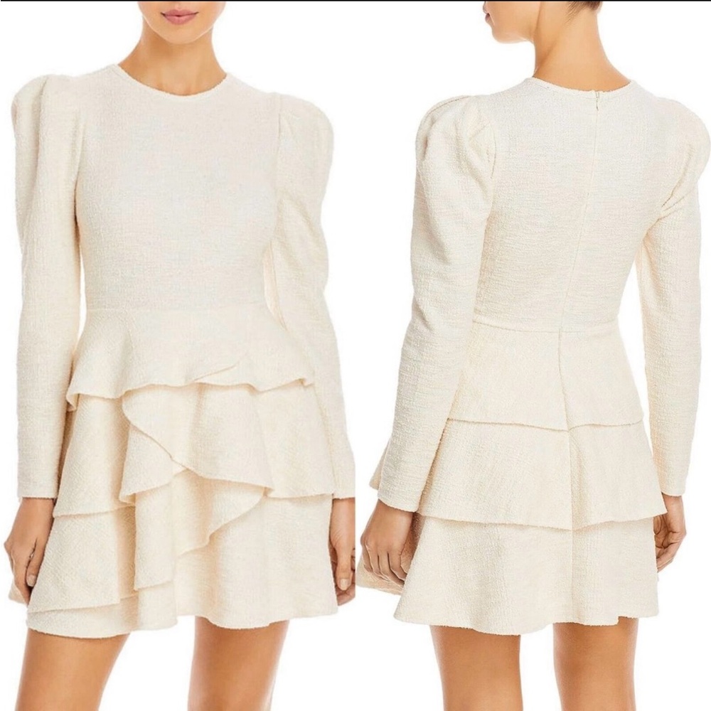 NWT Aqua Ivory Long Sleeve Boucle Dress M